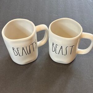 Rae Dunn Beauty & Beast Coffee Mugs Pair